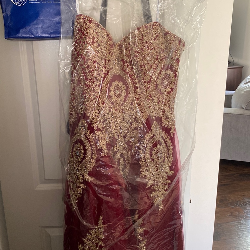 Red (Maroon) and Gold Dress